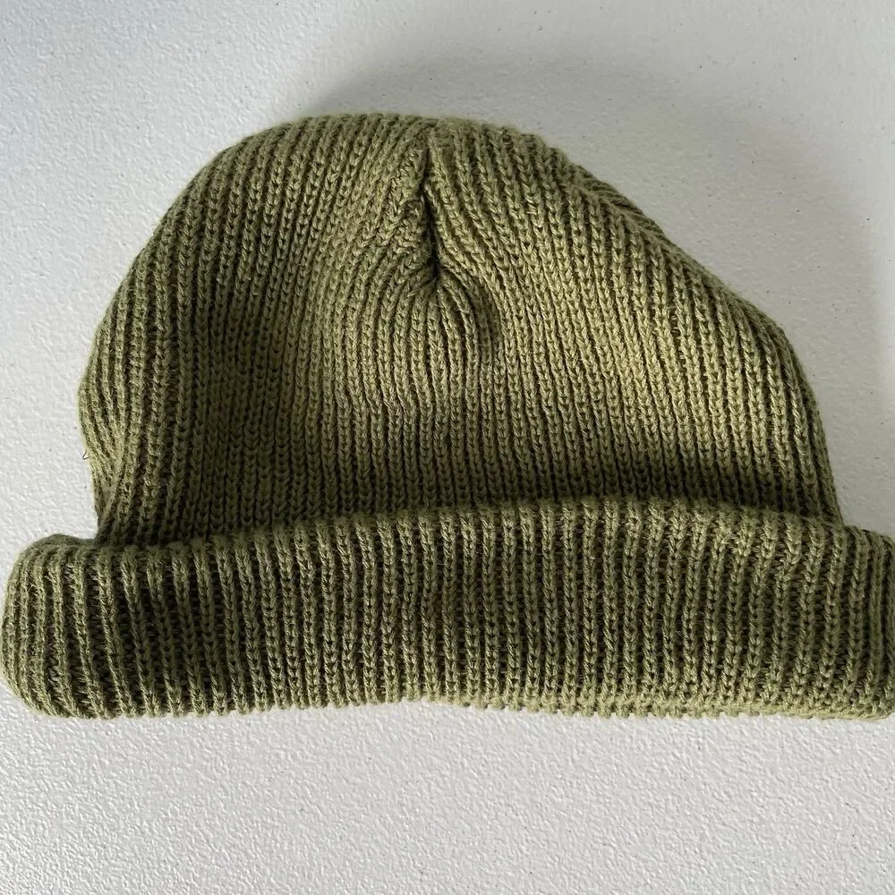 Woosah Fisherman Knit Beanie Hat Cap Hemp Blend Green Men's One Size